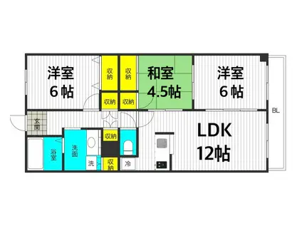ナゥボ・I(3LDK/1階)の間取り写真