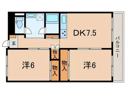 シャンボール岡本(2DK/4階)の間取り写真