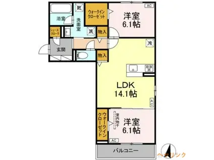 プルミエラルーム(2LDK/2階)の間取り写真