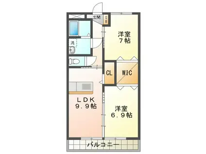 ブルースカイマンションVII(2LDK/7階)の間取り写真