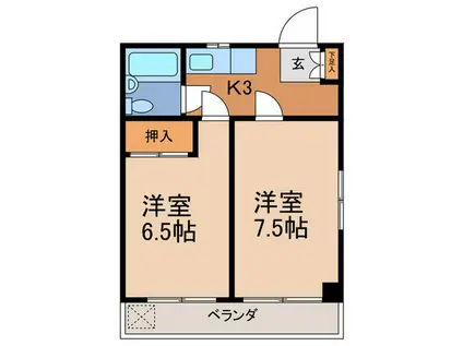 リエス元柴田(2K/3階)の間取り写真