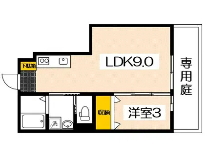 BRESCIA 廿日市 A(1LDK/1階)の間取り写真