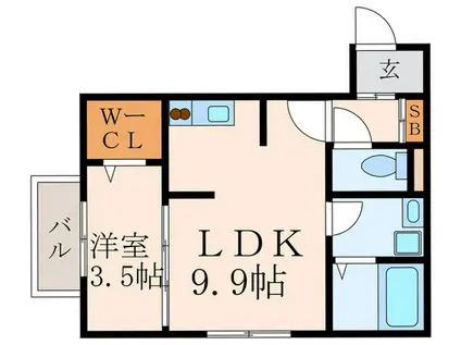 DROOM熊本(1LDK/2階)の間取り写真