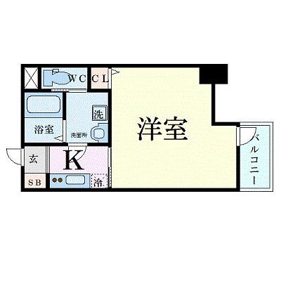 プレサンス谷町キャトル(1K/14階)の間取り写真