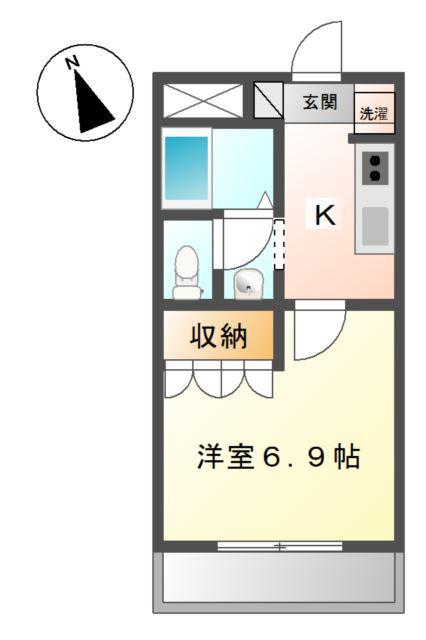 プランドール・モコ(1K/2階)の間取り写真