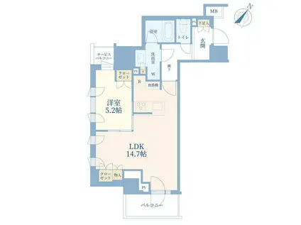ドレッセ目黒大橋プレヴィ(1LDK/13階)の間取り写真
