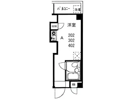 メインフィールド本郷(ワンルーム/4階)の間取り写真