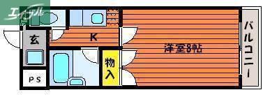 フィオーレK2(1K/1階)の間取り写真