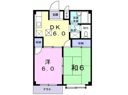 マルマンハイツC(2DK/1階)の間取り写真