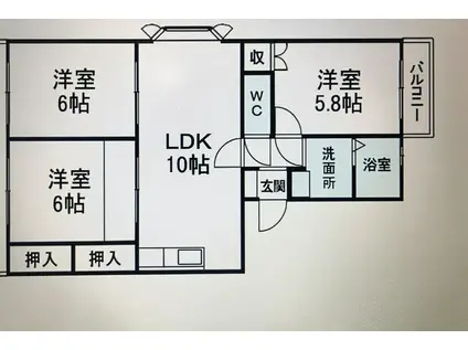 ファインビュー梅川(3LDK/1階)の間取り写真