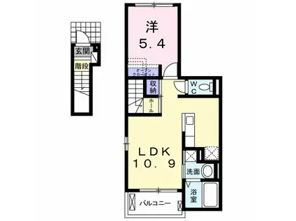 フェリスII(1LDK/2階)の間取り写真