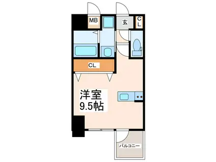 タウンブルグ新町(ワンルーム/2階)の間取り写真