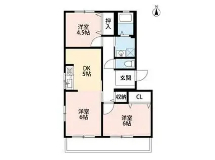 シャトーピア四辻A(2LDK/2階)の間取り写真