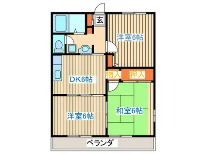 フレグランスさくらA棟(3DK/2階)の間取り写真