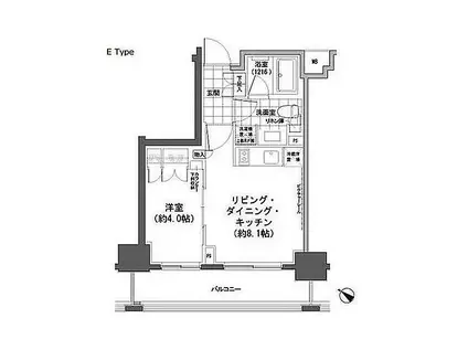 パークハビオ人形町(1LDK/4階)の間取り写真