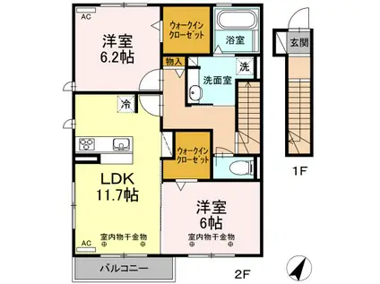 MIRADOR(2LDK/2階)の間取り写真