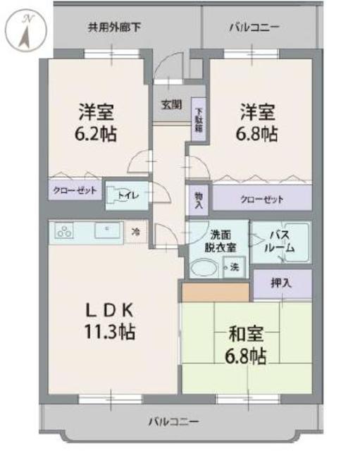フェルミエール香貫(3LDK/2階)の間取り写真