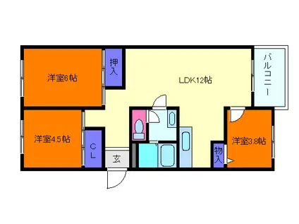 芦屋浜高層1号棟(3LDK/16階)の間取り写真