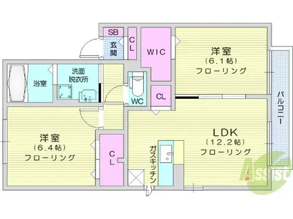 ドリームキャンパスⅢ(2LDK/1階)の間取り写真
