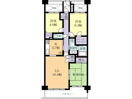 びゅうパルクひたち野2番館 306号(3LDK/3階)の間取り写真