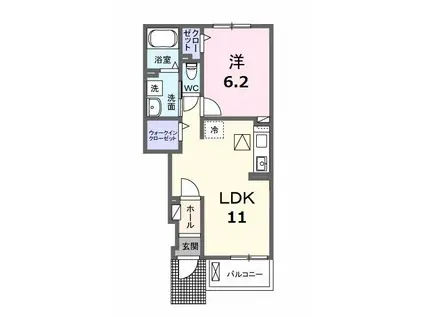 コンフォート(1LDK/1階)の間取り写真