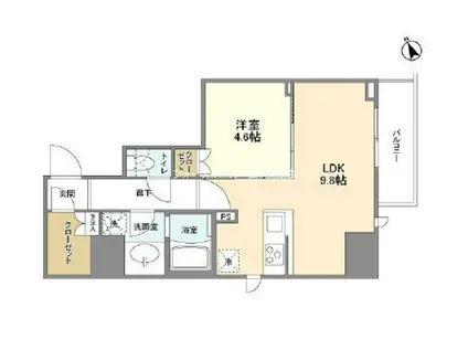 シェフルール新御徒町II(1LDK/6階)の間取り写真