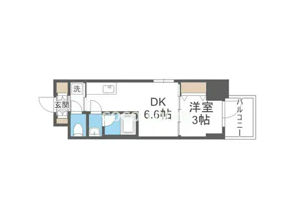 DIMUS北浜(1DK/3階)の間取り写真