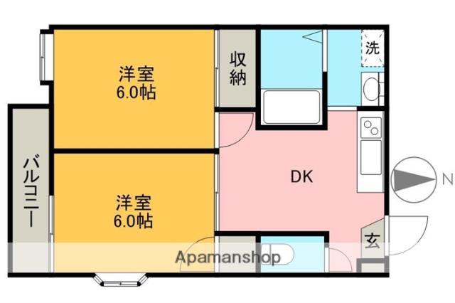 グリーンヒルN(2DK/2階)の間取り写真