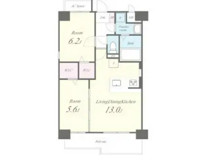 ファーストポイント東比恵(2LDK/4階)の間取り写真