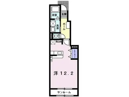 サニーサウス(ワンルーム/1階)の間取り写真