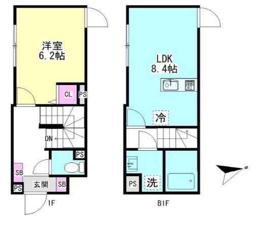 グランファーロ下北沢(1LDK/B1階)の間取り写真