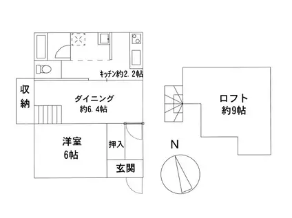 サンキスソーB(1DK/1階)の間取り写真