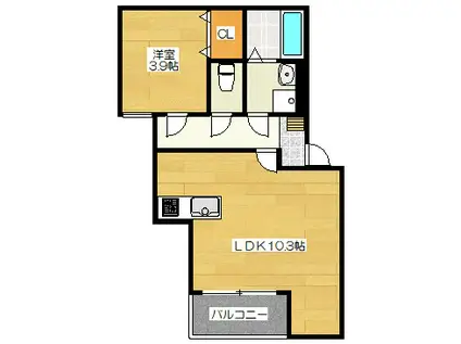 紫2丁目AP(1LDK/1階)の間取り写真