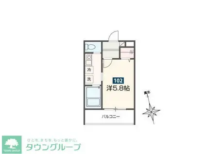 MELLAS柏II(1K/1階)の間取り写真