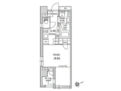 スタイリオ元住吉II(1K/3階)の間取り写真