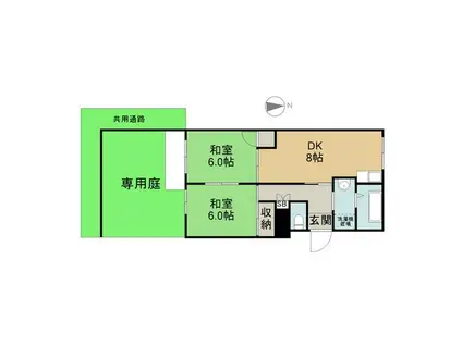 リビエール川北(2DK/1階)の間取り写真