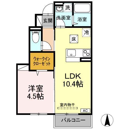 マジェスタA(1LDK/1階)の間取り写真