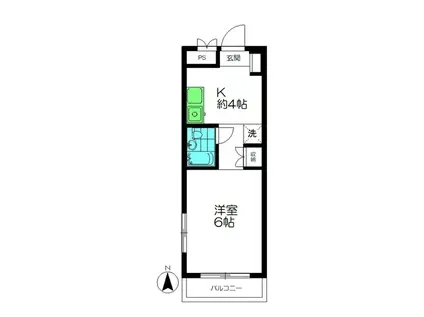 東急池上線 御嶽山駅 徒歩2分 4階建 築33年(1K/1階)の間取り写真