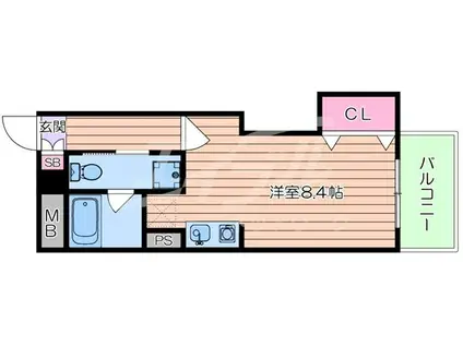 エルプラド京橋8号棟(ワンルーム/5階)の間取り写真
