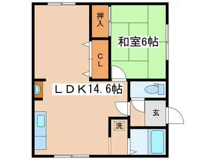 さわやかハイツ(1LDK/2階)の間取り写真