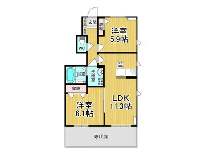 エルヴァージュA(2LDK/1階)の間取り写真