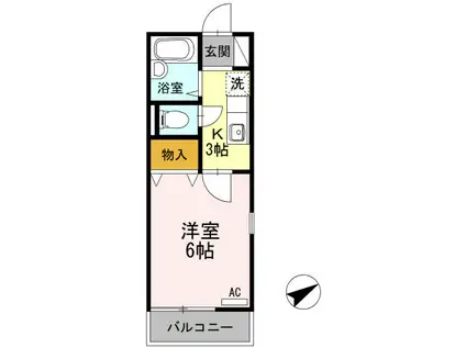 セジュール町田(1K/2階)の間取り写真