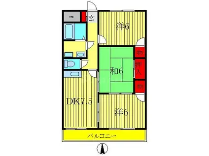 第一いこいマンション(3DK/3階)の間取り写真