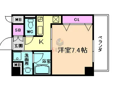 ドルチェヴィータ ファースト(1K/4階)の間取り写真