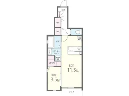 BENESTA千里中央(1LDK/1階)の間取り写真