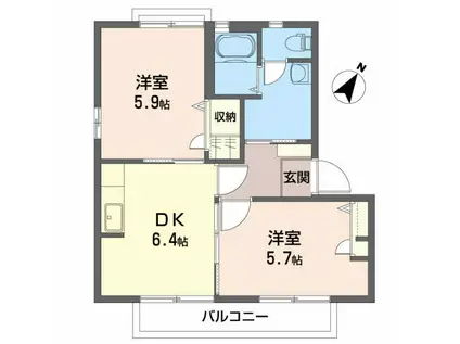 コモン・シティ21B(2DK/2階)の間取り写真