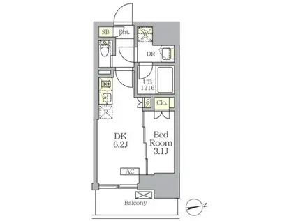 THE LIONS FORSIA文京湯島(1DK/9階)の間取り写真