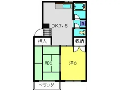 ドリームハイツ(2DK/2階)の間取り写真
