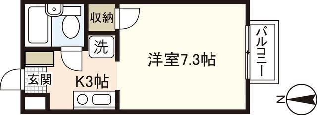 フォブール鍵村A棟(1K/2階)の間取り写真