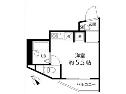 カルチェブラン恵比寿(ワンルーム/2階)の間取り写真